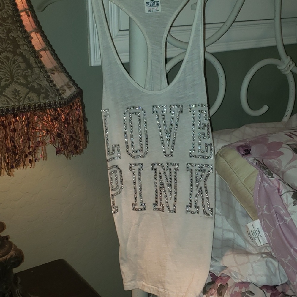Sheer white & silver PINK tank